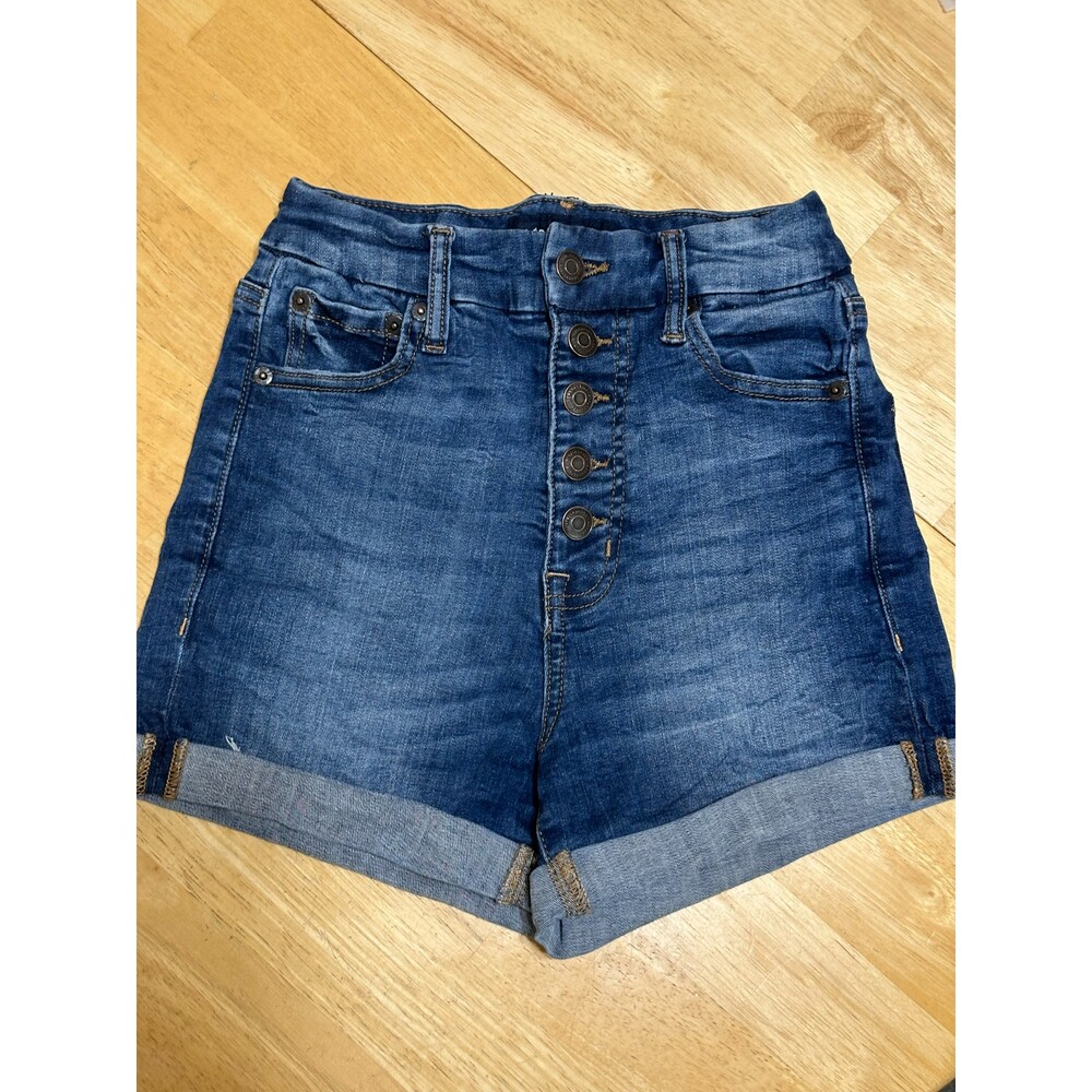 Aeropostale Super High Rise Curvy Premium Stretchy Denim Midi Shorts Size 0